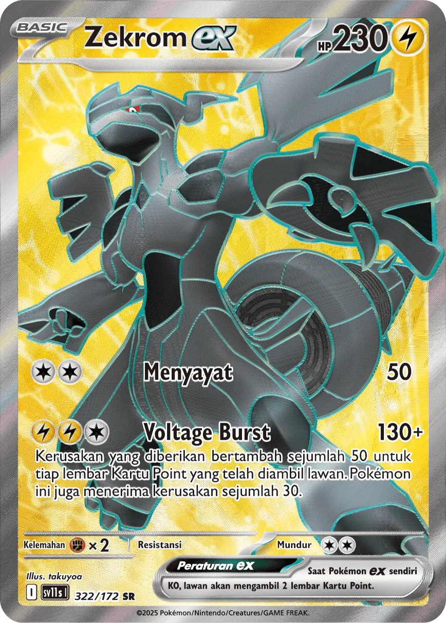Zekrom ex 322 — Black And White (Indonesian Pokémon TCG card)