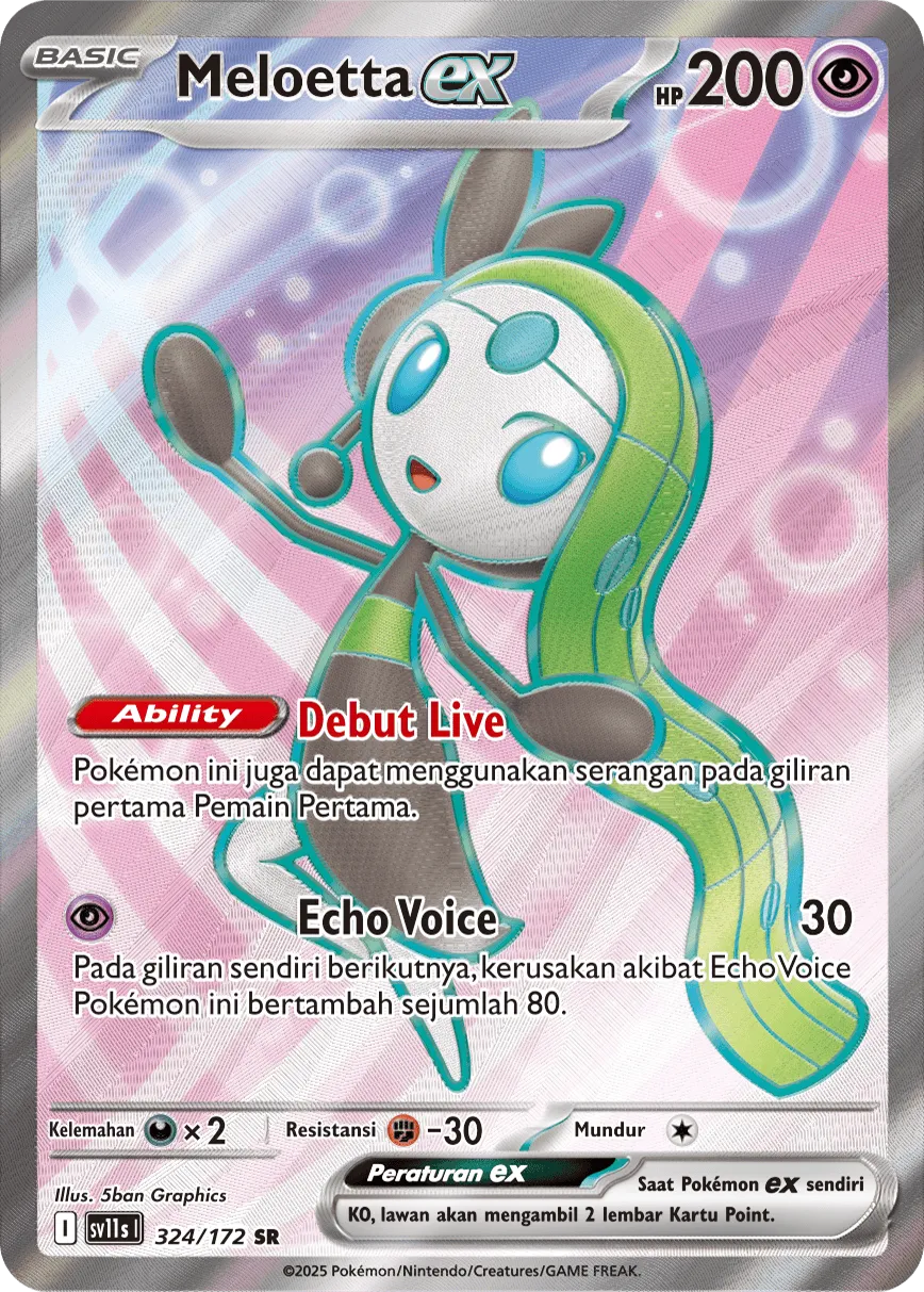 Meloetta ex 324 — Black And White (Indonesian Pokémon TCG card)