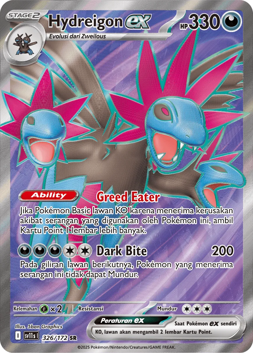 Hydreigon ex 326 — Black And White (Indonesian Pokémon TCG card)