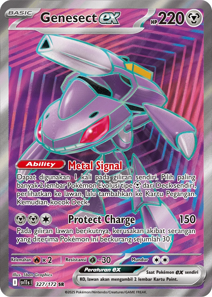 Genesect ex 327 — Black And White (Indonesian Pokémon TCG card)