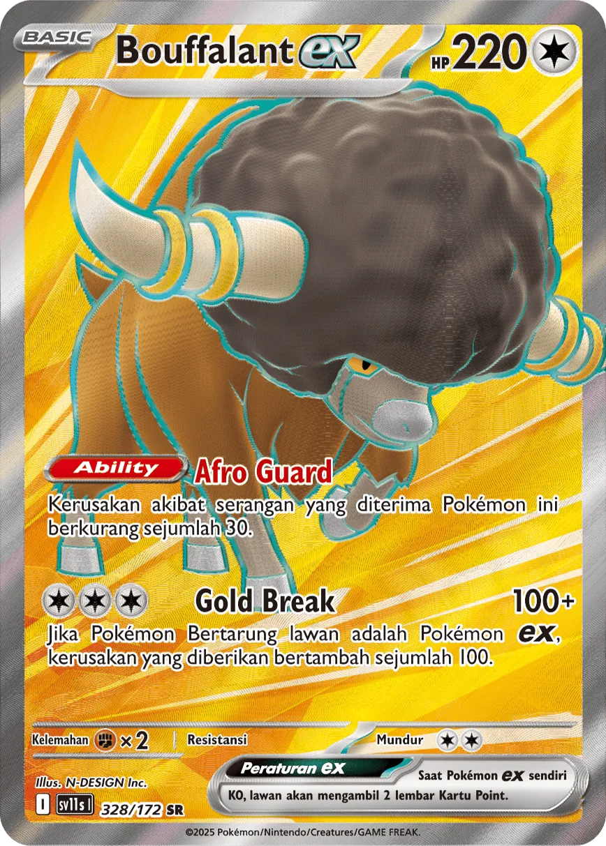 Bouffalant ex 328 — Black And White (Indonesian Pokémon TCG card)