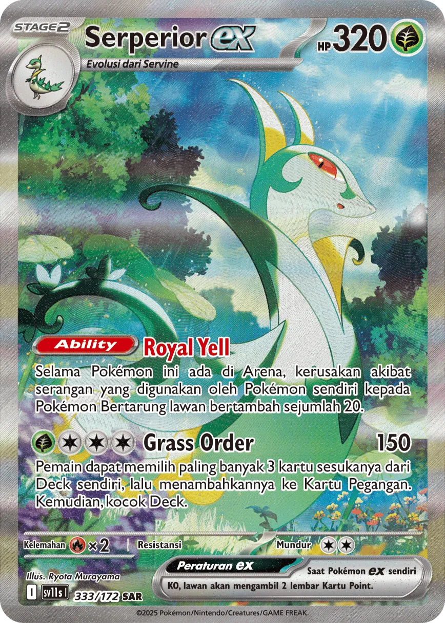 Serperior ex 333 — Black And White (Indonesian Pokémon TCG card)