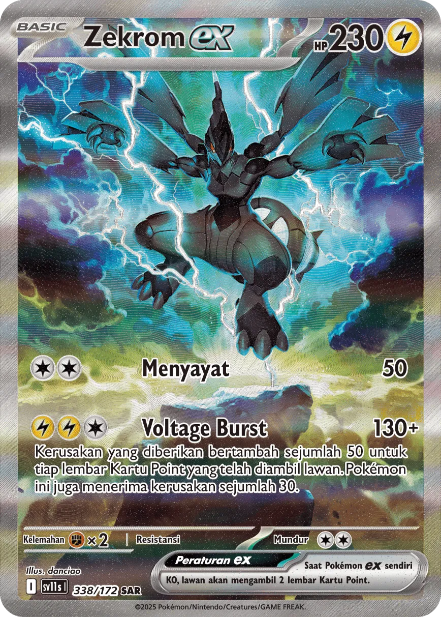 Zekrom ex 338 — Black And White (Indonesian Pokémon TCG card)