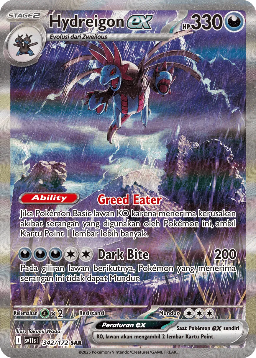 Hydreigon ex 342 — Black And White (Indonesian Pokémon TCG card)