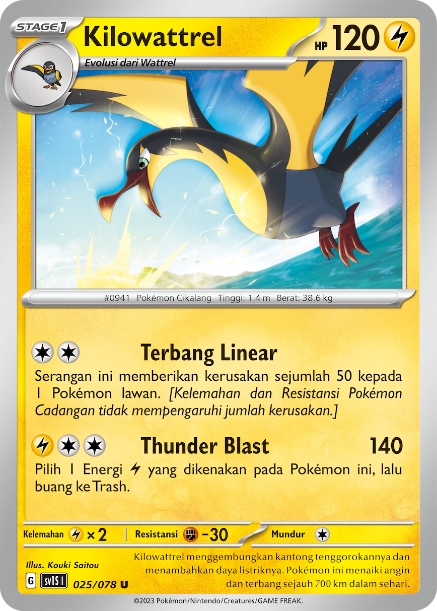 Kilowattrel 025 — Scarlet ex (Indonesian Pokémon TCG card)