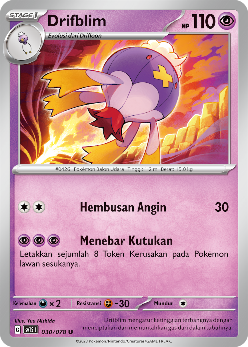 Drifblim 030 — Scarlet ex (Indonesian Pokémon TCG card)