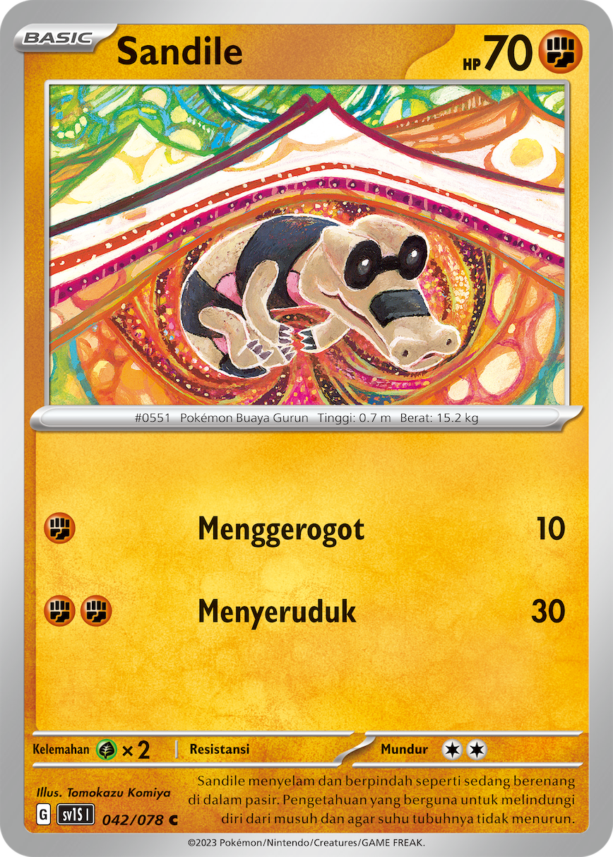 Sandile 042 — Scarlet ex (Indonesian Pokémon TCG card)