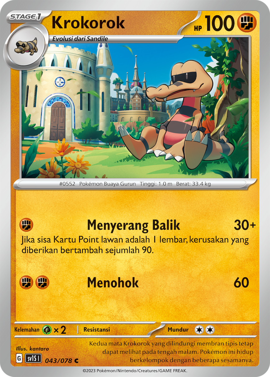 Krokorok 043 — Scarlet ex (Indonesian Pokémon TCG card)