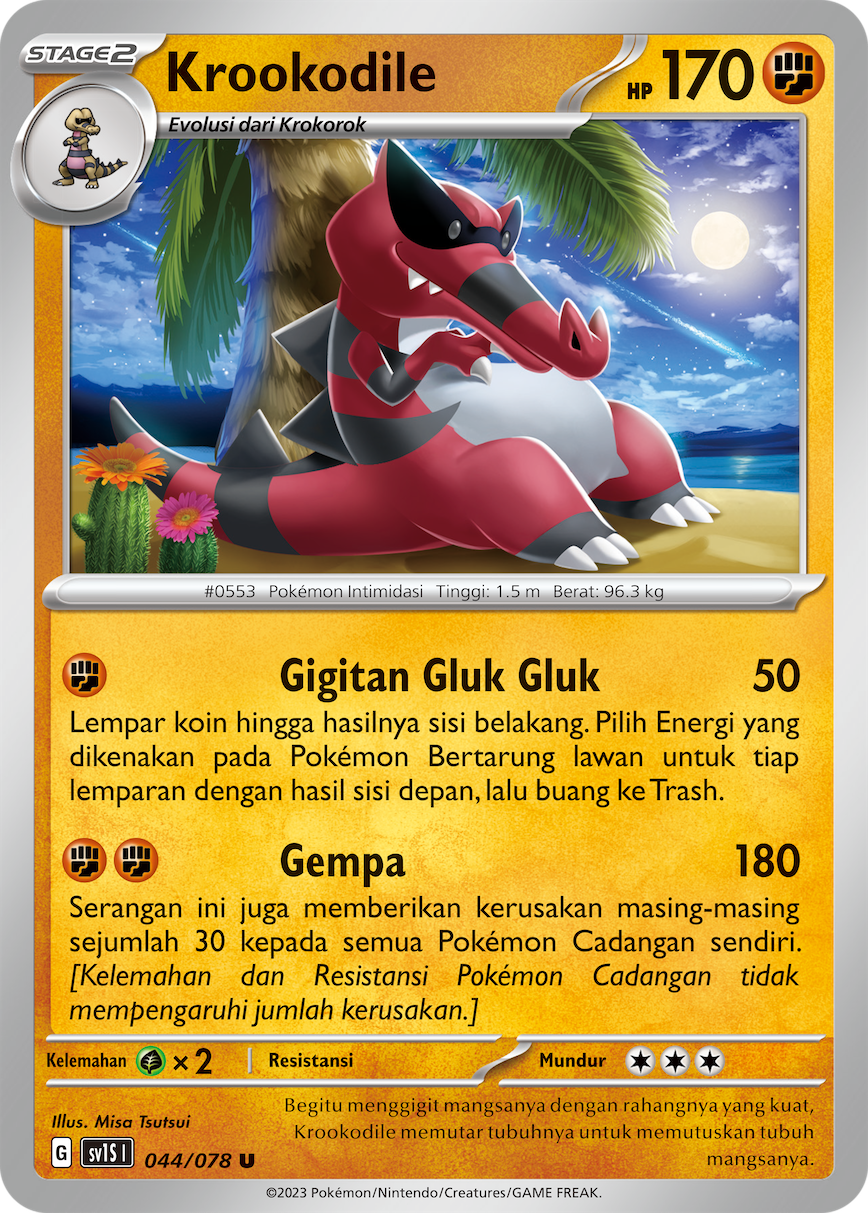 Krookodile 044 — Scarlet ex (Indonesian Pokémon TCG card)