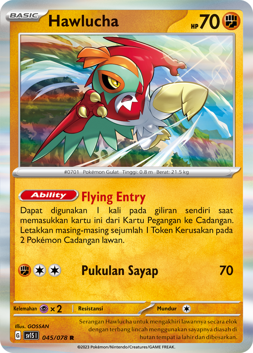 Hawlucha 045 — Scarlet ex (Indonesian Pokémon TCG card)