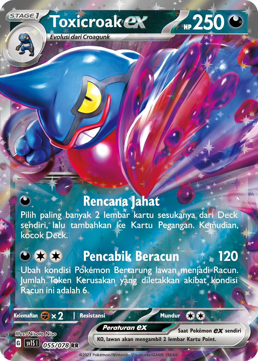 Toxicroak ex 055 — Scarlet ex (Indonesian Pokémon TCG card)