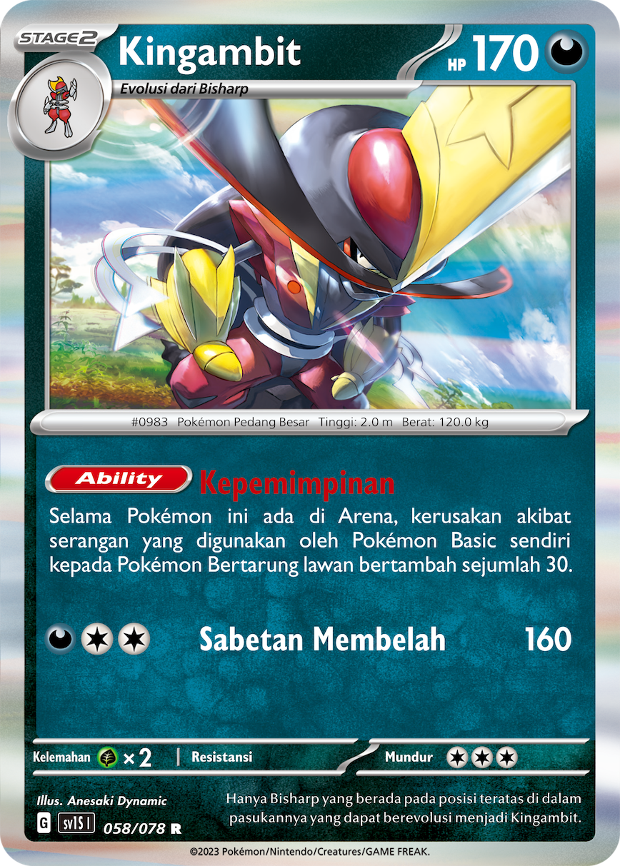 Kingambit 058 — Scarlet ex (Indonesian Pokémon TCG card)