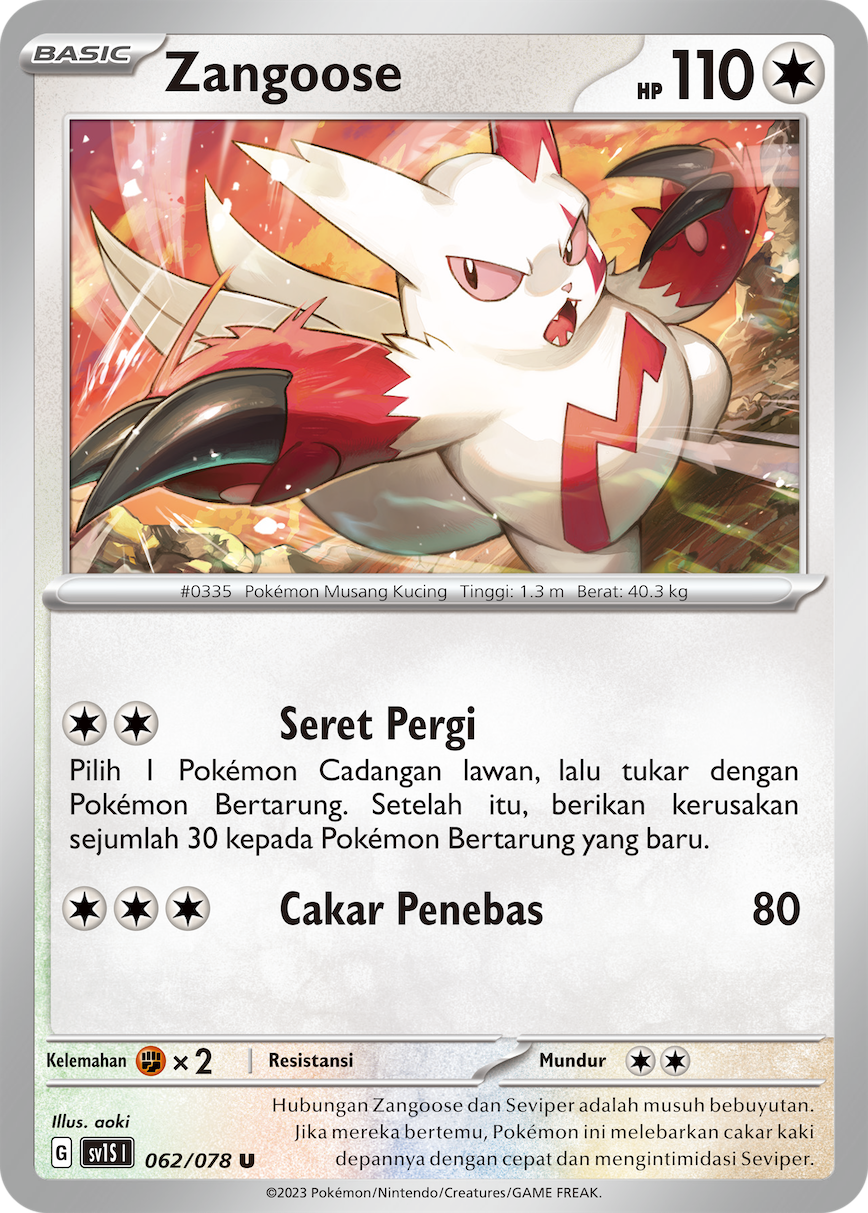 Zangoose 062 — Scarlet ex (Indonesian Pokémon TCG card)