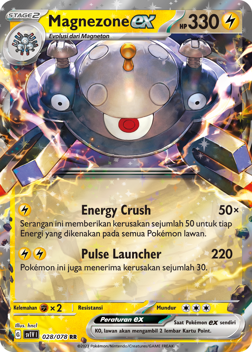 Magnezone ex 028 — Violet ex (Indonesian Pokémon TCG card)