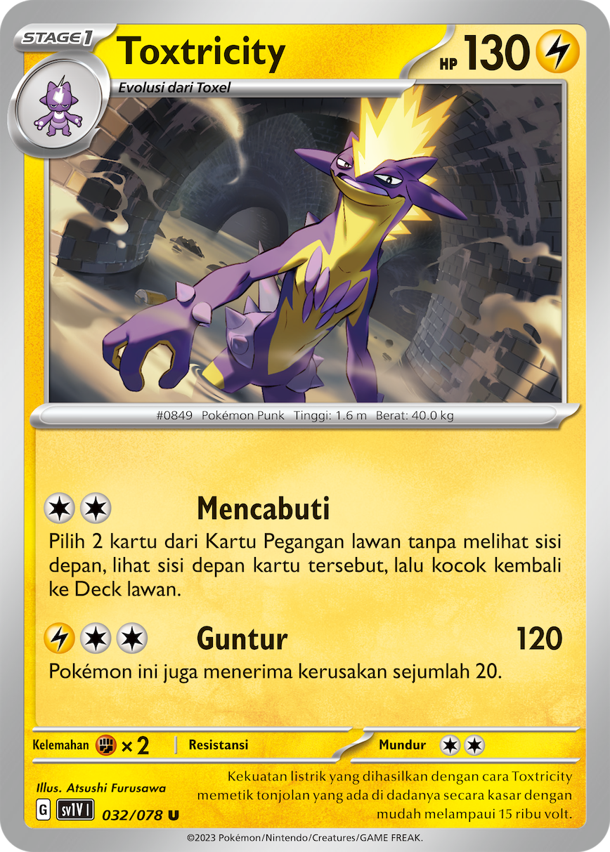 Toxtricity 032 — Violet ex (Indonesian Pokémon TCG card)