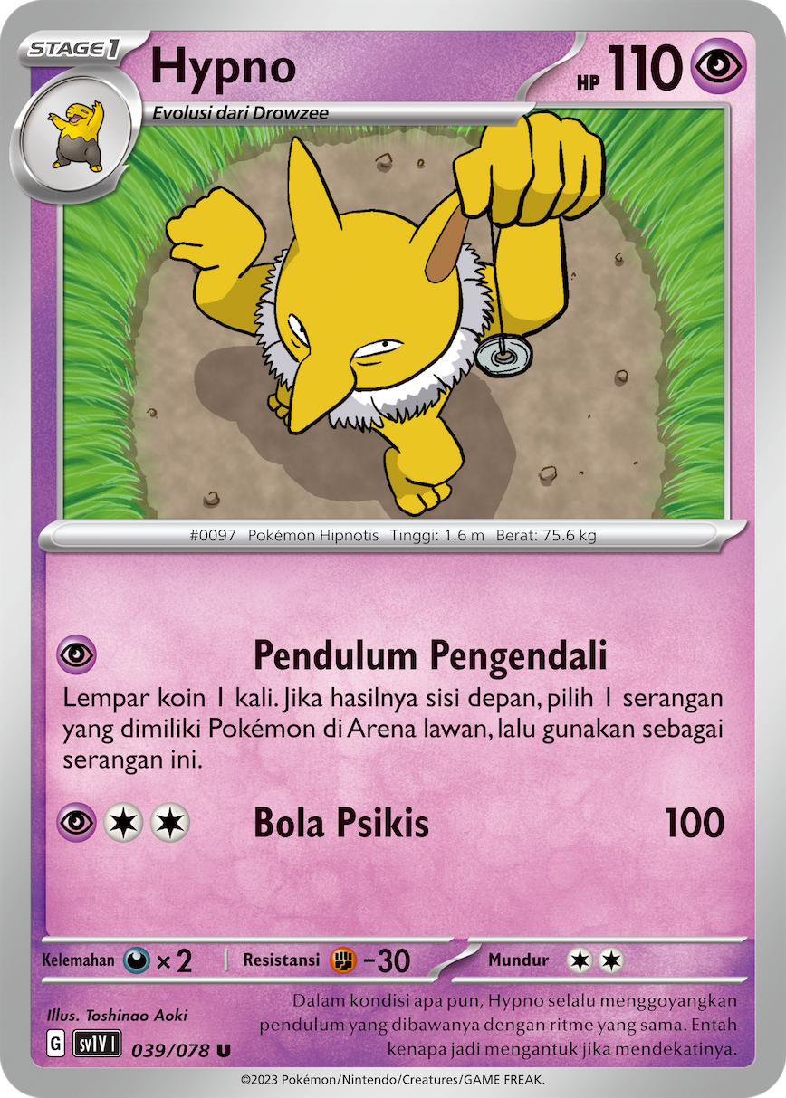 Hypno 039 — Violet ex (Indonesian Pokémon TCG card)