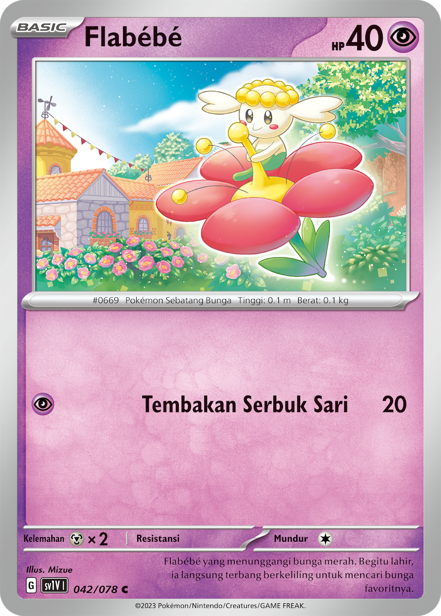 Flabébé 042 — Violet ex (Indonesian Pokémon TCG card)