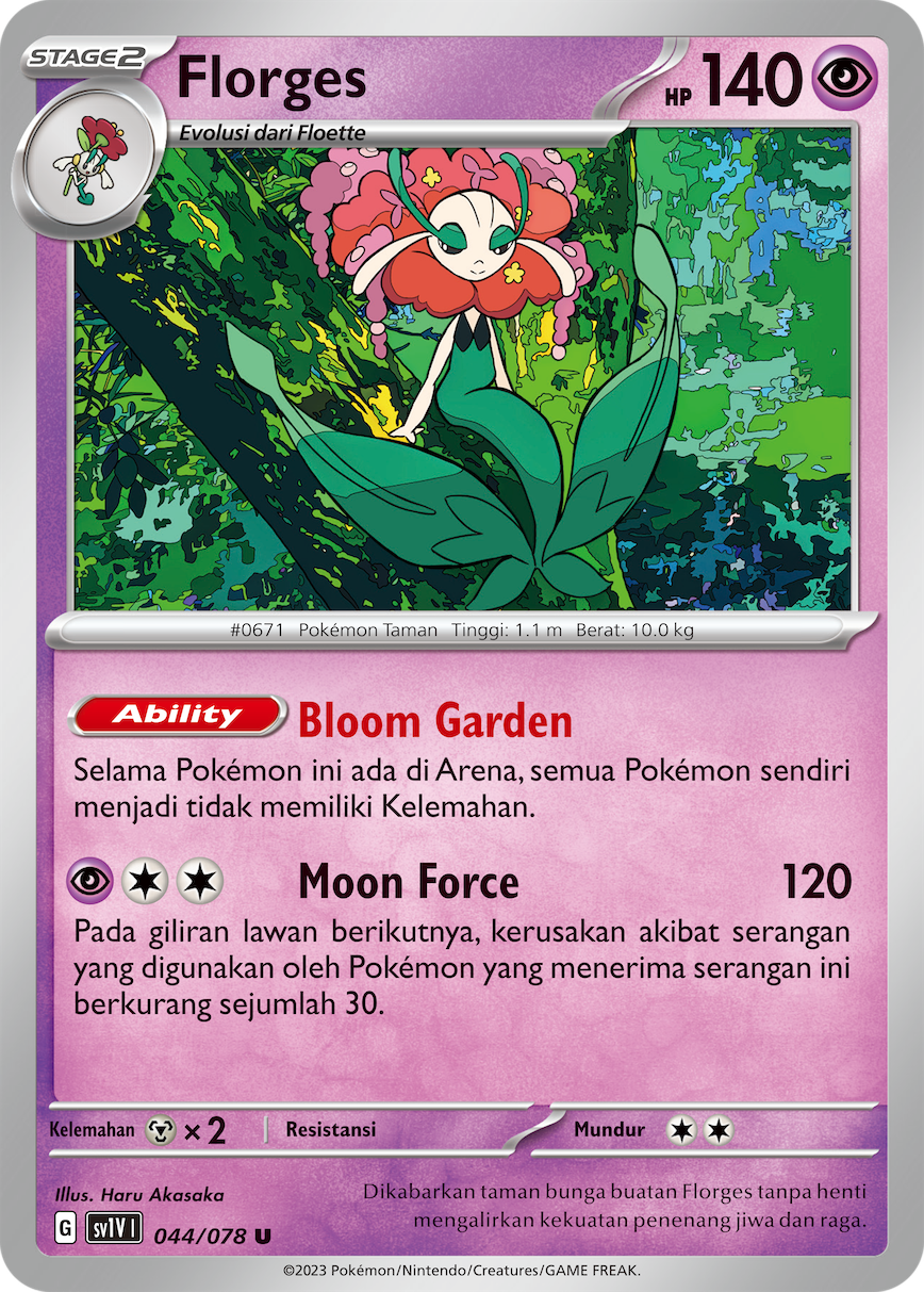 Florges 044 — Violet ex (Indonesian Pokémon TCG card)