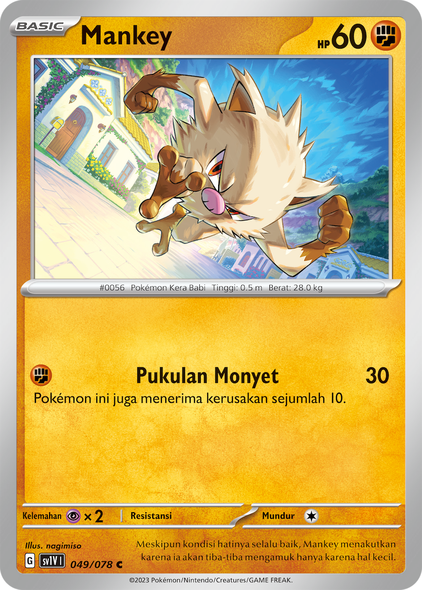 Mankey 049 — Violet ex (Indonesian Pokémon TCG card)
