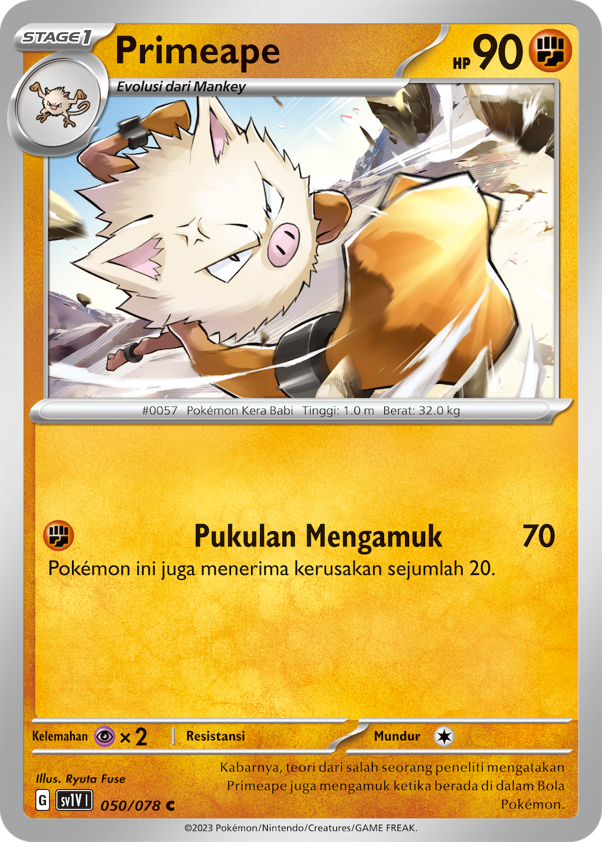Primeape 050 — Violet ex (Indonesian Pokémon TCG card)