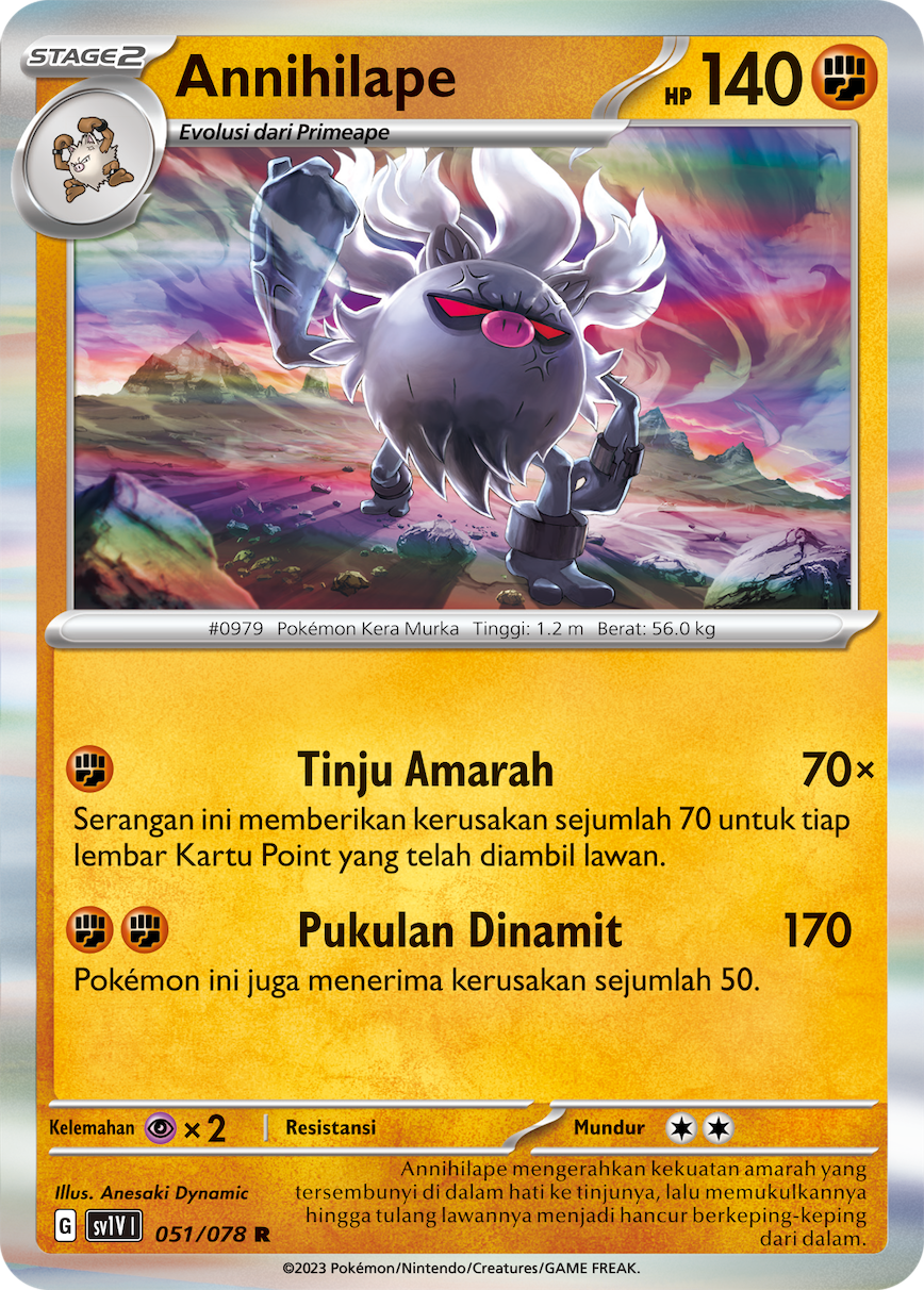 Annihilape 051 — Violet ex (Indonesian Pokémon TCG card)