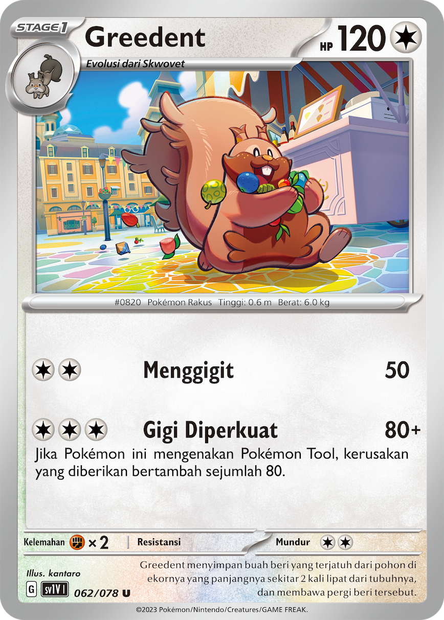 Greedent 062 — Violet ex (Indonesian Pokémon TCG card)