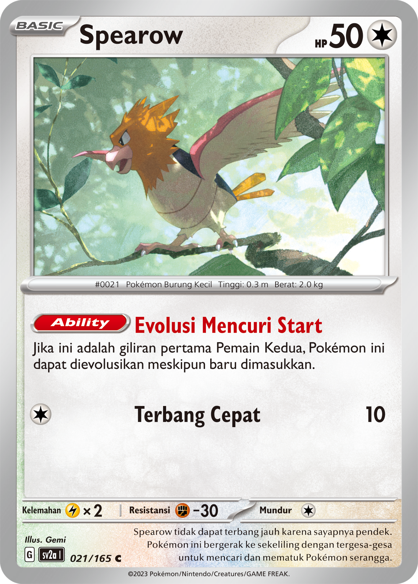 Spearow 021 — Kartu Pokémon 151 (Indonesian Pokémon TCG card)