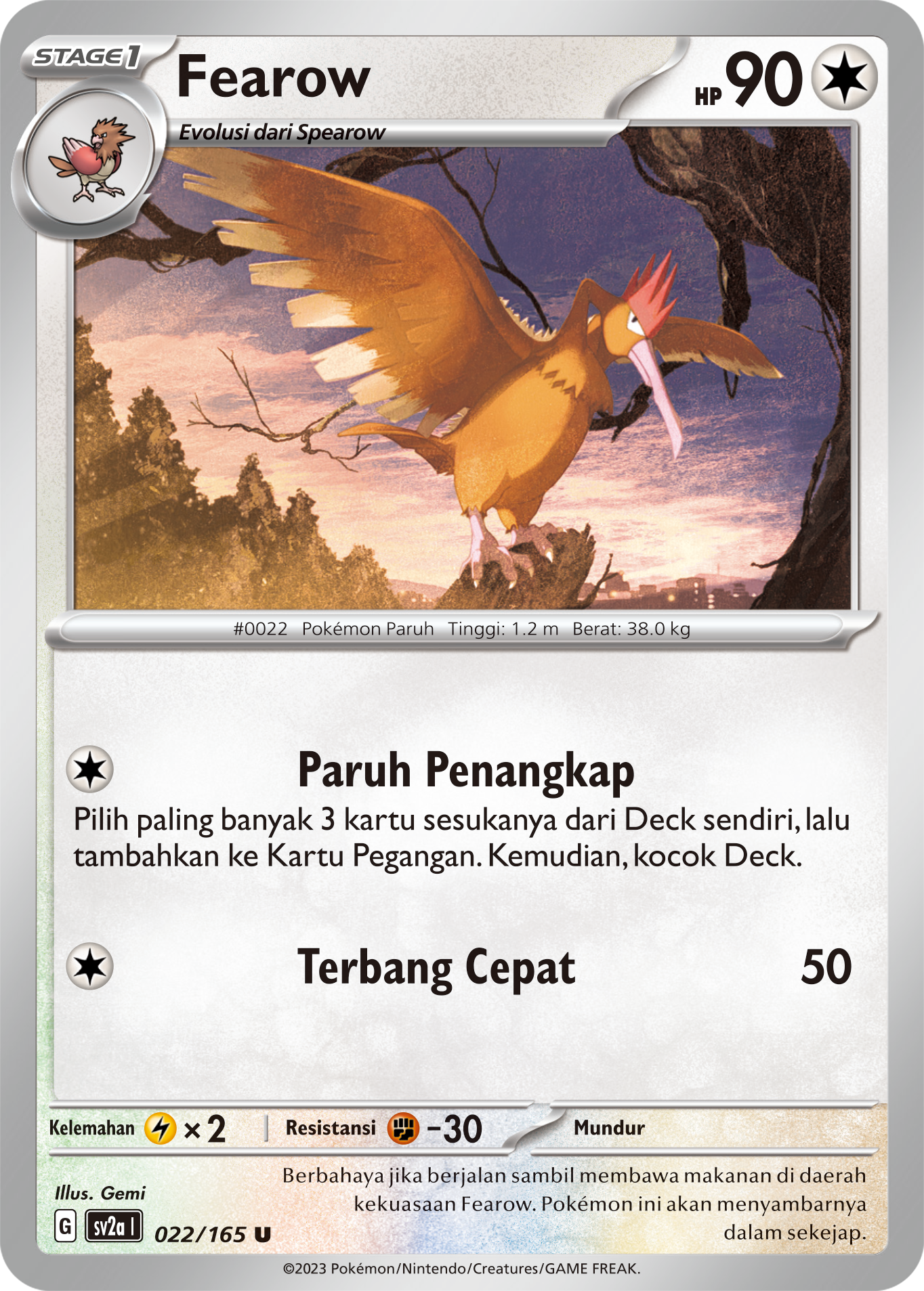 Fearow 022 — Kartu Pokémon 151 (Indonesian Pokémon TCG card)