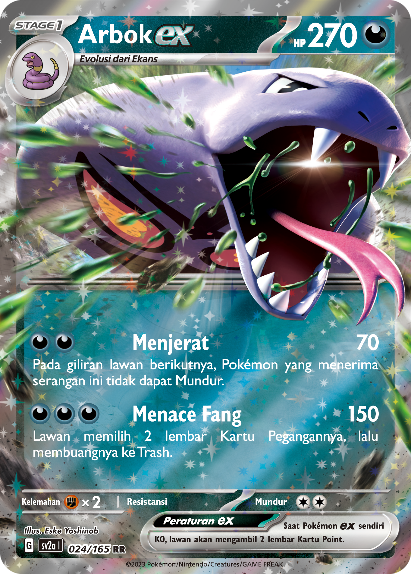 Arbok ex 024 — Kartu Pokémon 151 (Indonesian Pokémon TCG card)