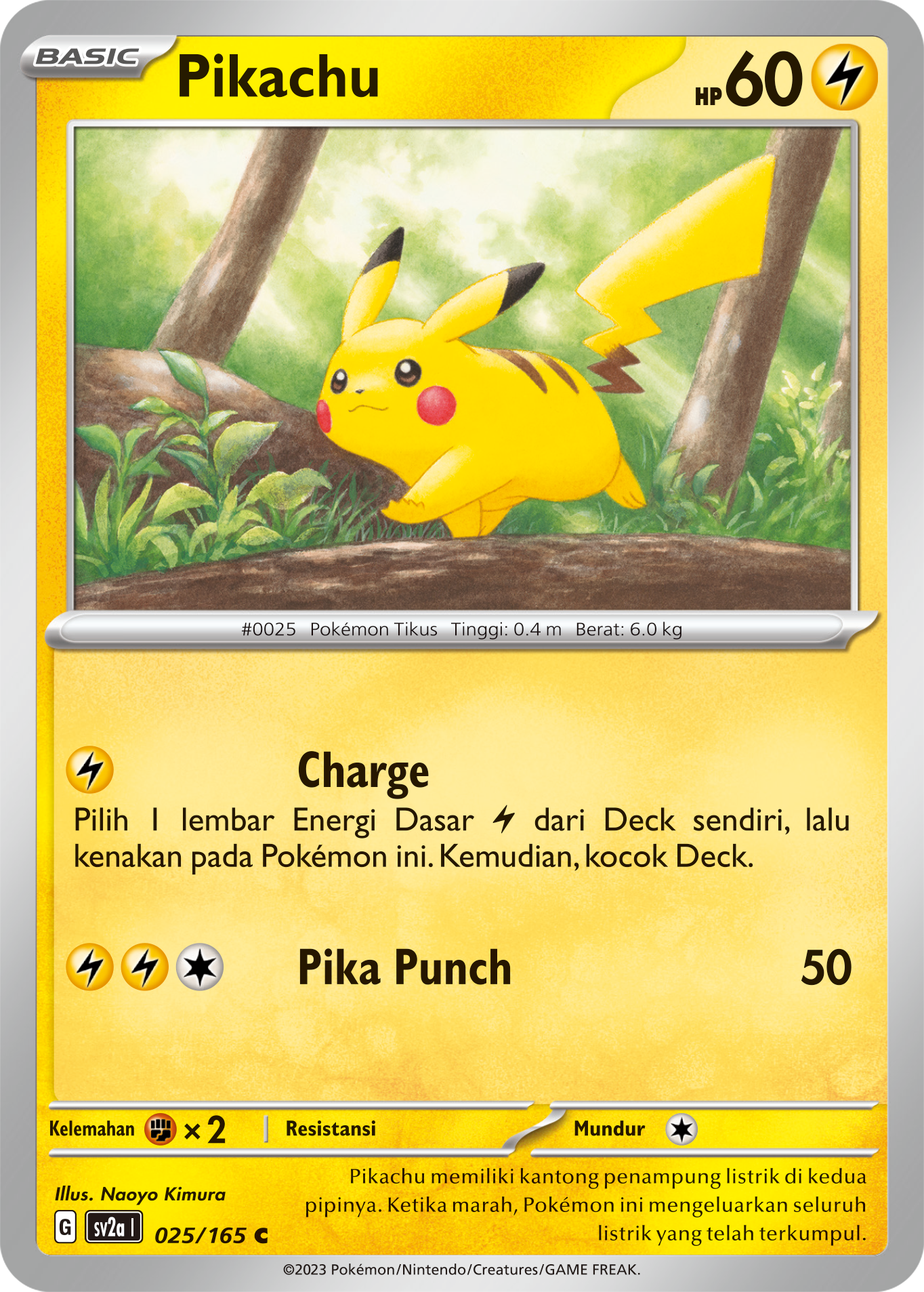 Pikachu 025 — Kartu Pokémon 151 (Indonesian Pokémon TCG card)
