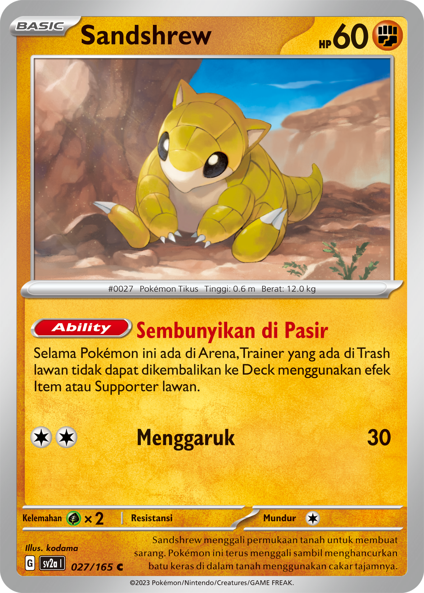 Sandshrew 027 — Kartu Pokémon 151 (Indonesian Pokémon TCG card)