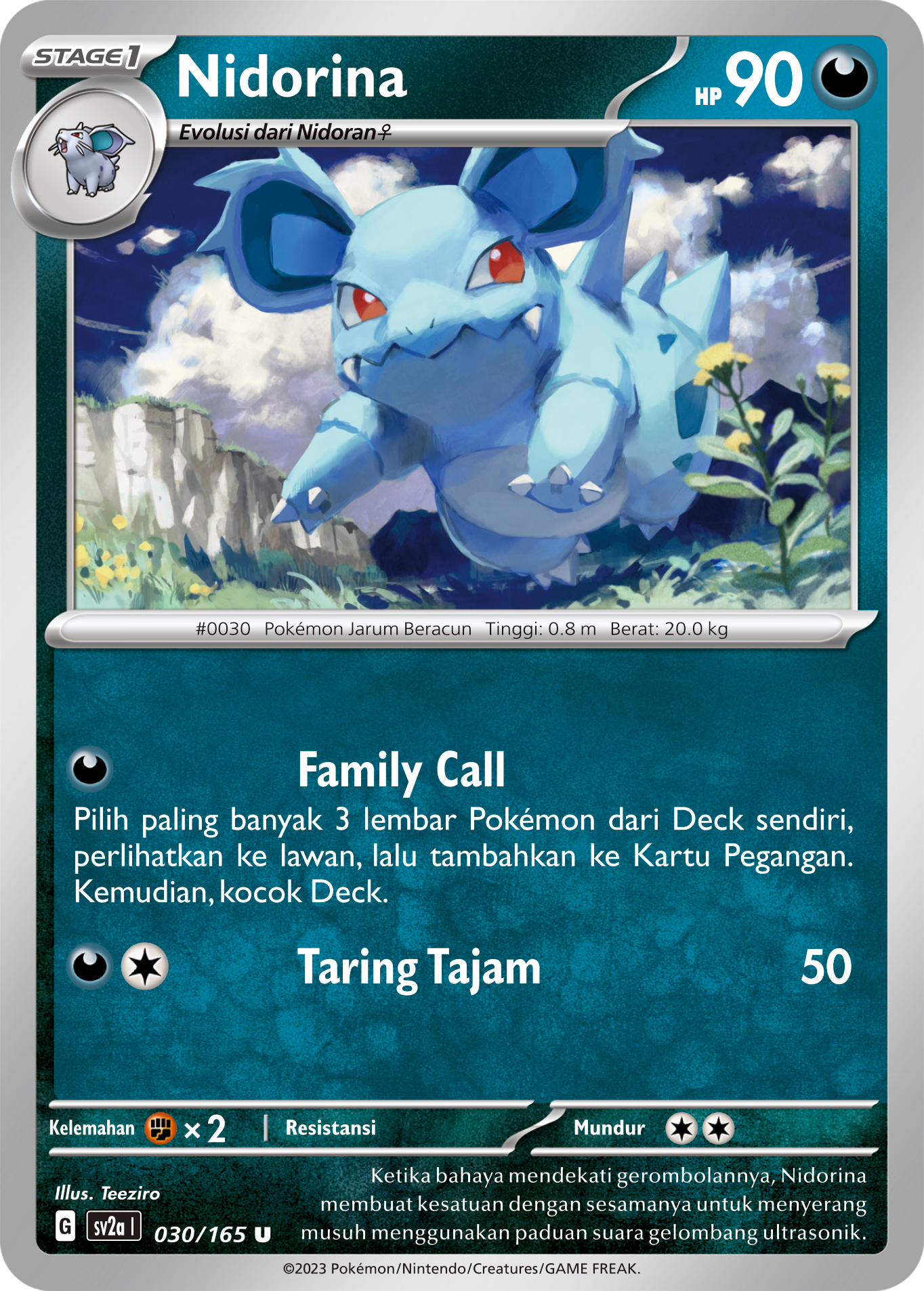 Nidorina 030 — Kartu Pokémon 151 (Indonesian Pokémon TCG card)