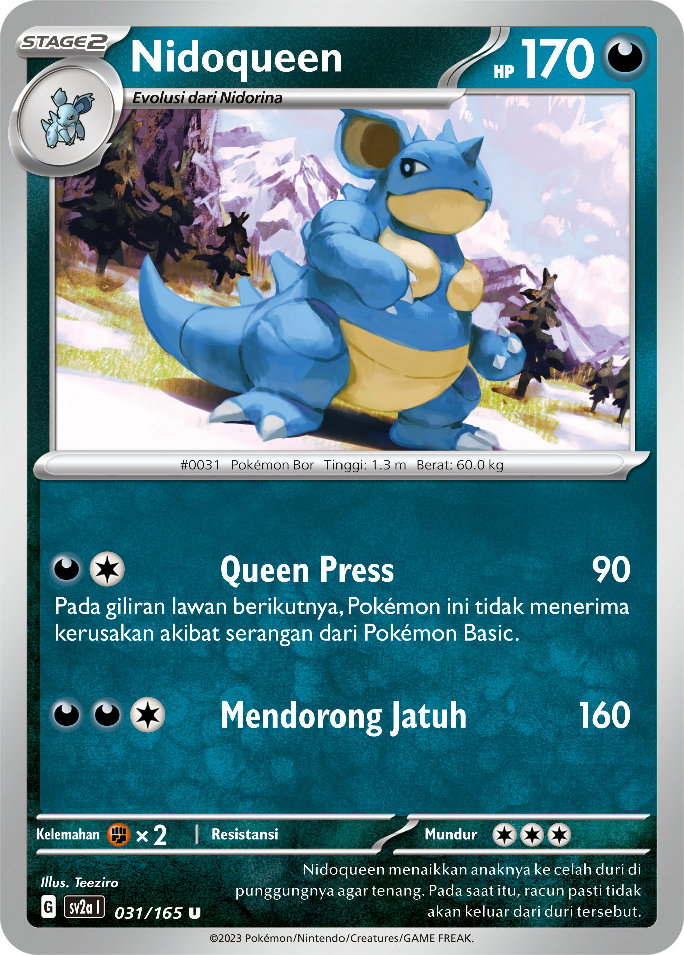 Nidoqueen 031 — Kartu Pokémon 151 (Indonesian Pokémon TCG card)