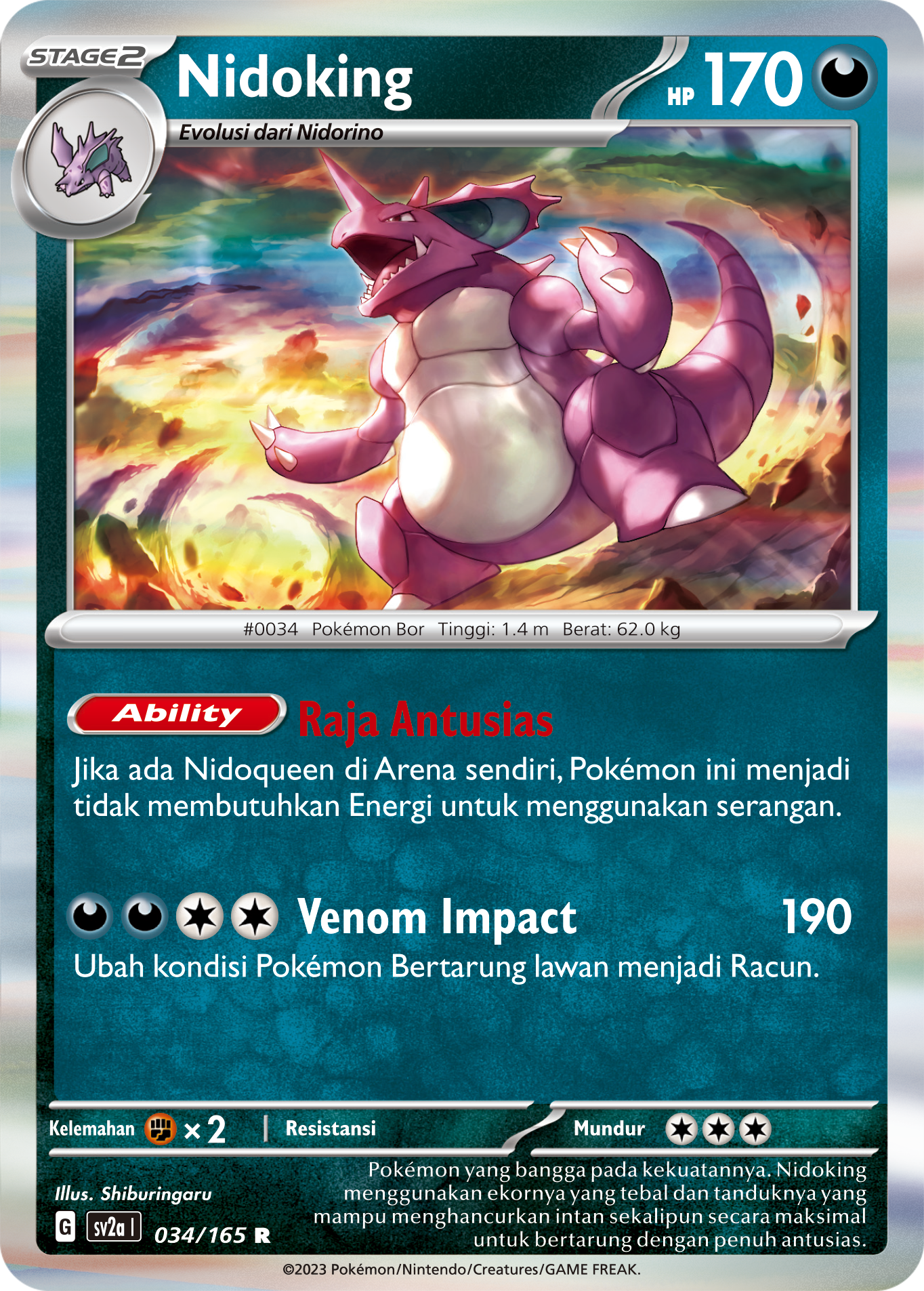 Nidoking 034 — Kartu Pokémon 151 (Indonesian Pokémon TCG card)