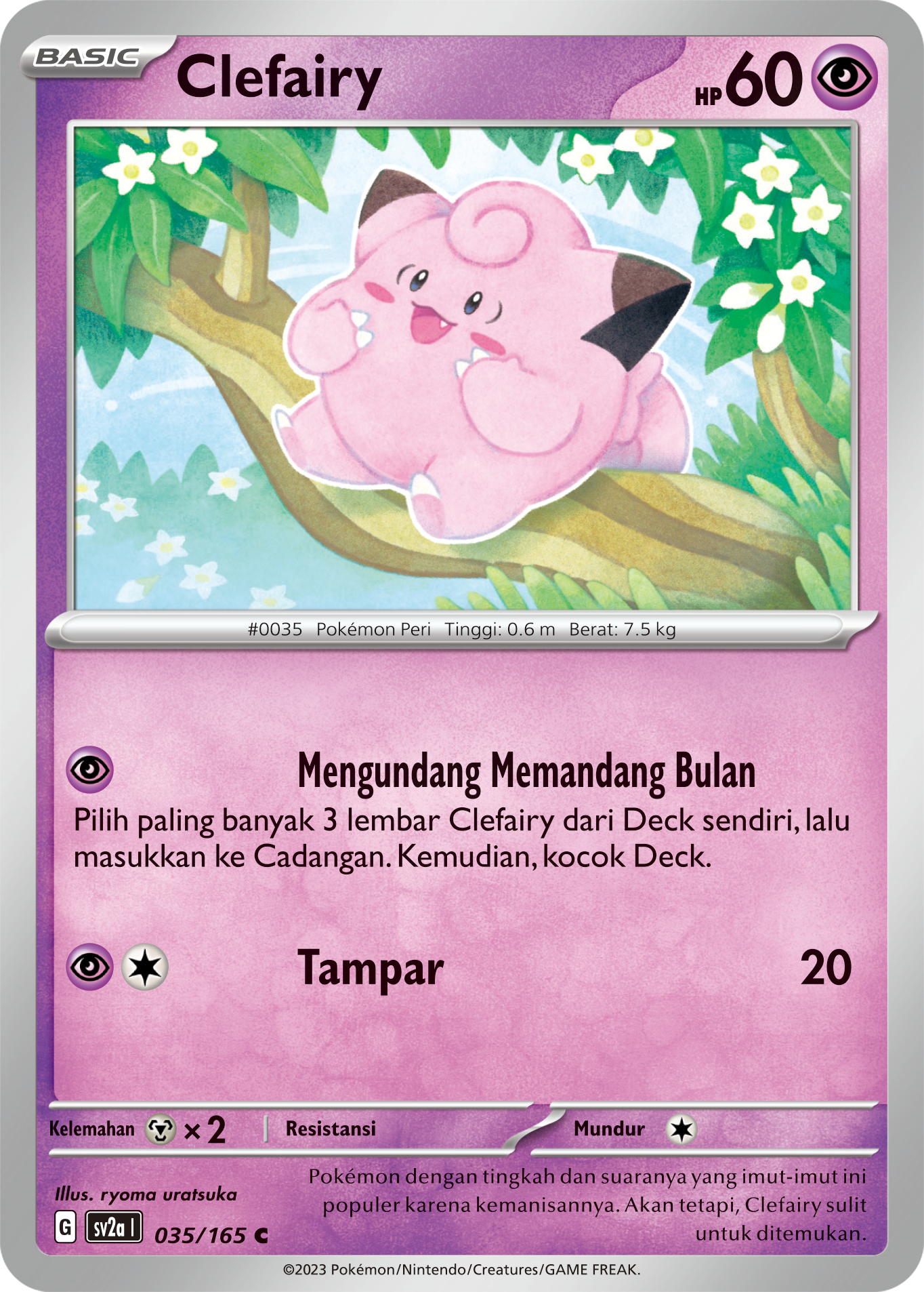 Clefairy 035 — Kartu Pokémon 151 (Indonesian Pokémon TCG card)