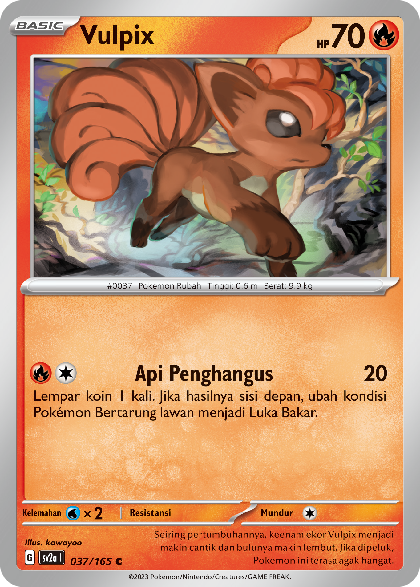 Vulpix 037 — Kartu Pokémon 151 (Indonesian Pokémon TCG card)