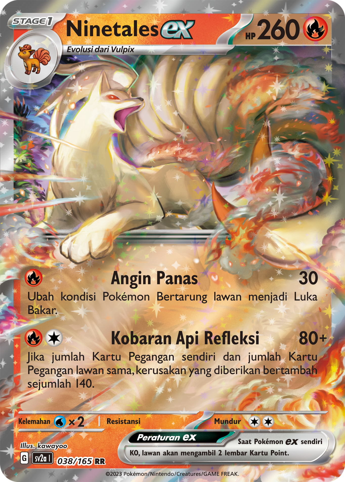 Ninetales ex 038 — Kartu Pokémon 151 (Indonesian Pokémon TCG card)