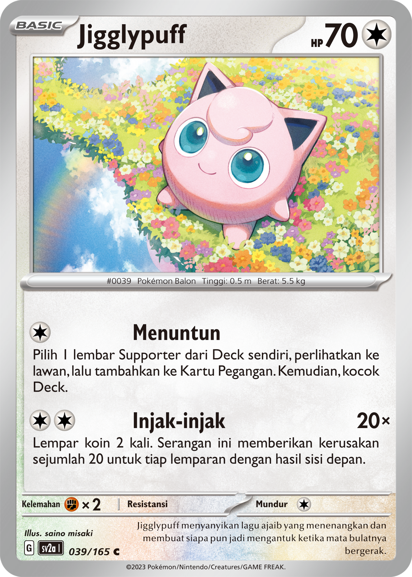 Jigglypuff 039 — Kartu Pokémon 151 (Indonesian Pokémon TCG card)