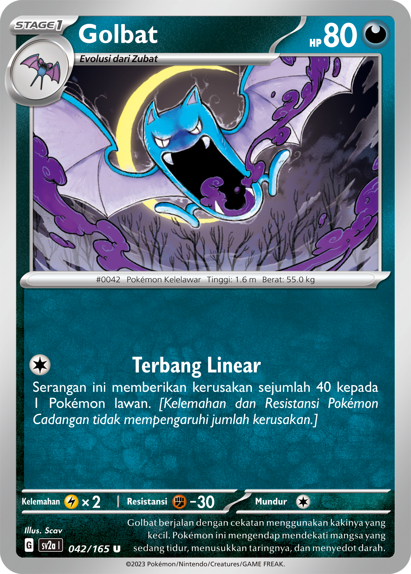 Golbat 042 — Kartu Pokémon 151 (Indonesian Pokémon TCG card)