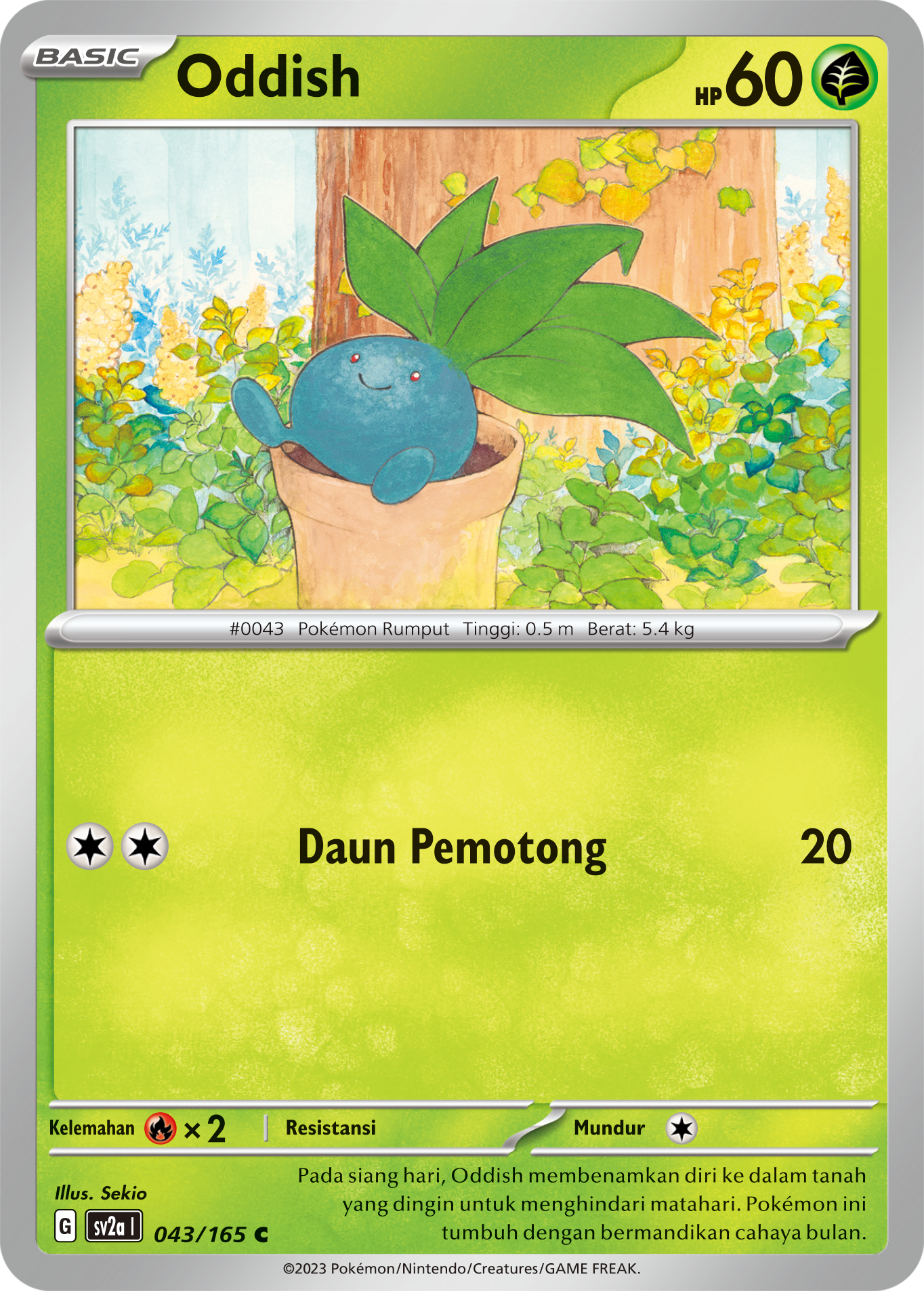 Oddish 043 — Kartu Pokémon 151 (Indonesian Pokémon TCG card)