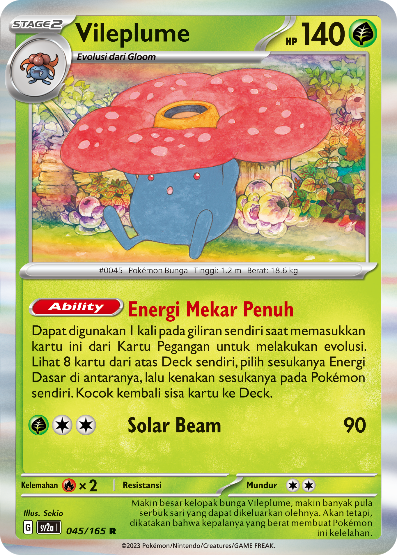 Vileplume 045 — Kartu Pokémon 151 (Indonesian Pokémon TCG card)