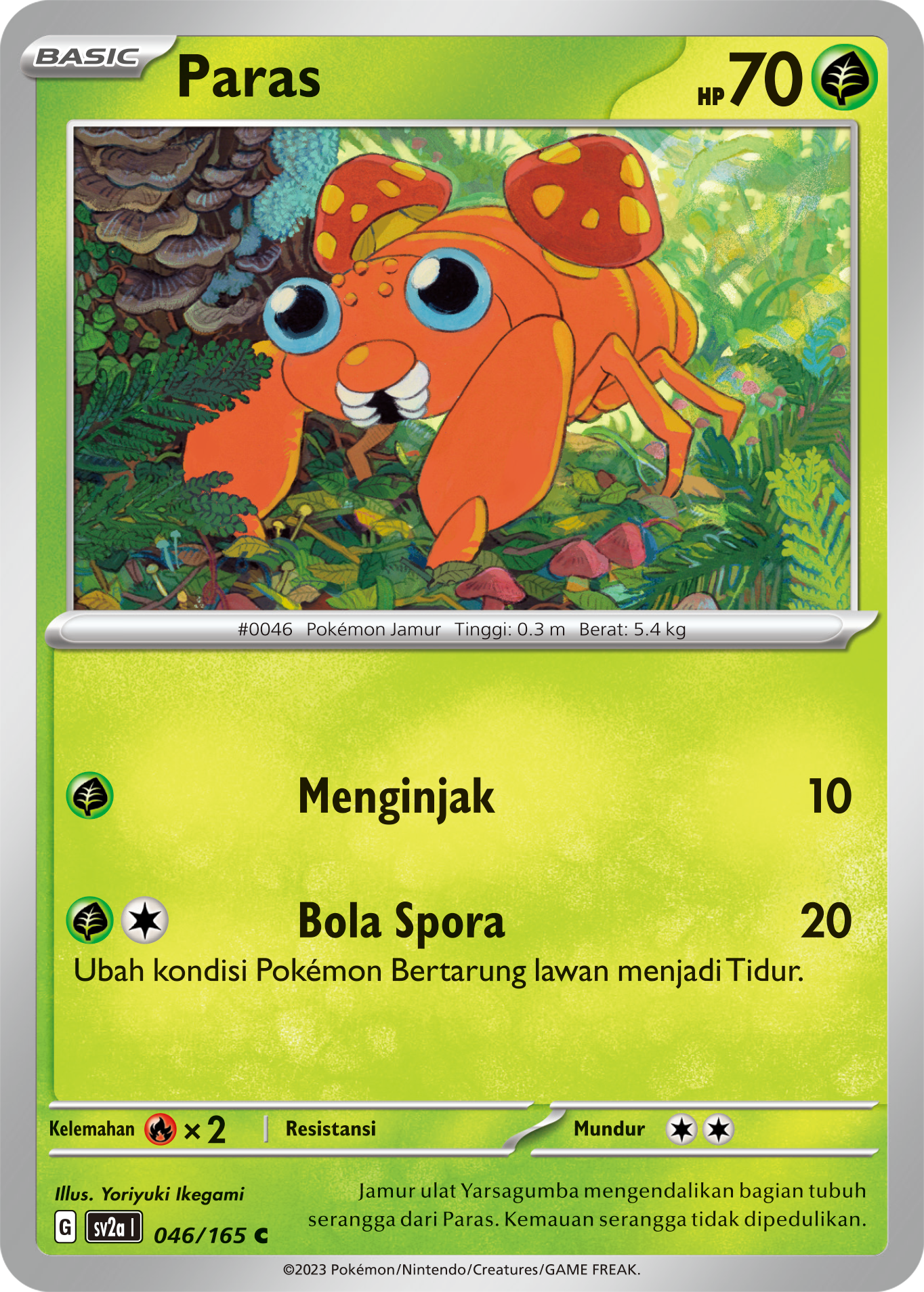 Paras 046 — Kartu Pokémon 151 (Indonesian Pokémon TCG card)