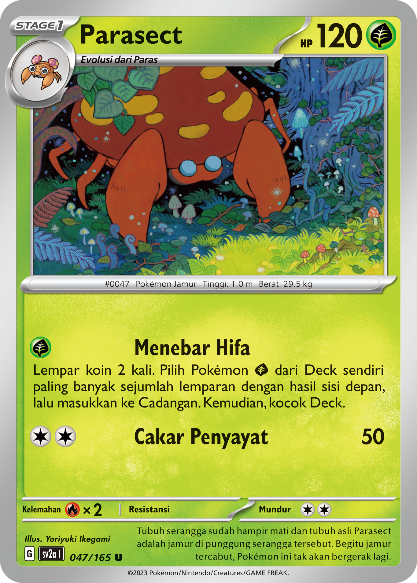 Parasect 047 — Kartu Pokémon 151 (Indonesian Pokémon TCG card)