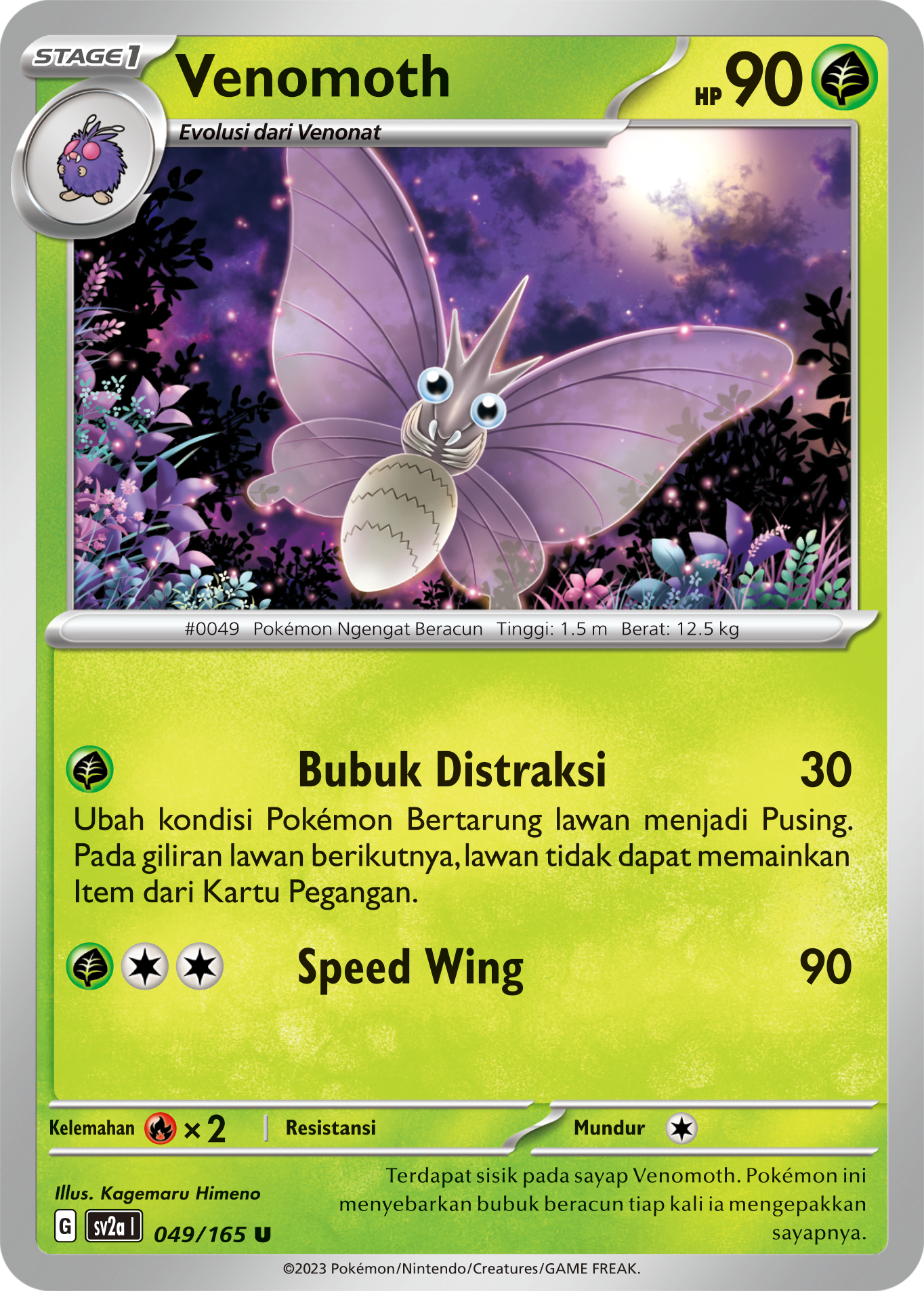 Venomoth 049 — Kartu Pokémon 151 (Indonesian Pokémon TCG card)
