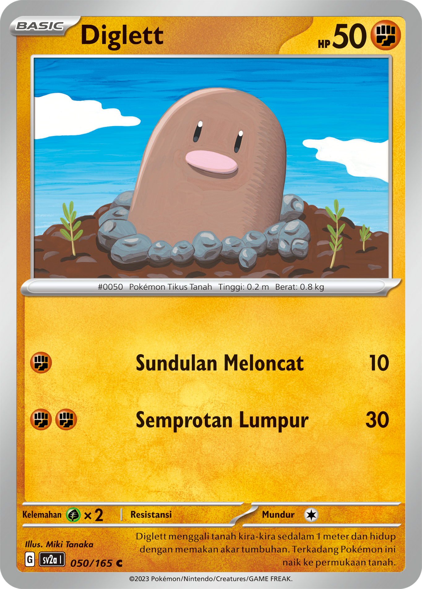 Diglett 050 — Kartu Pokémon 151 (Indonesian Pokémon TCG card)