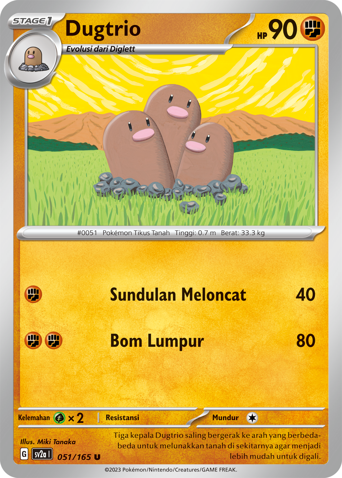 Dugtrio 051 — Kartu Pokémon 151 (Indonesian Pokémon TCG card)