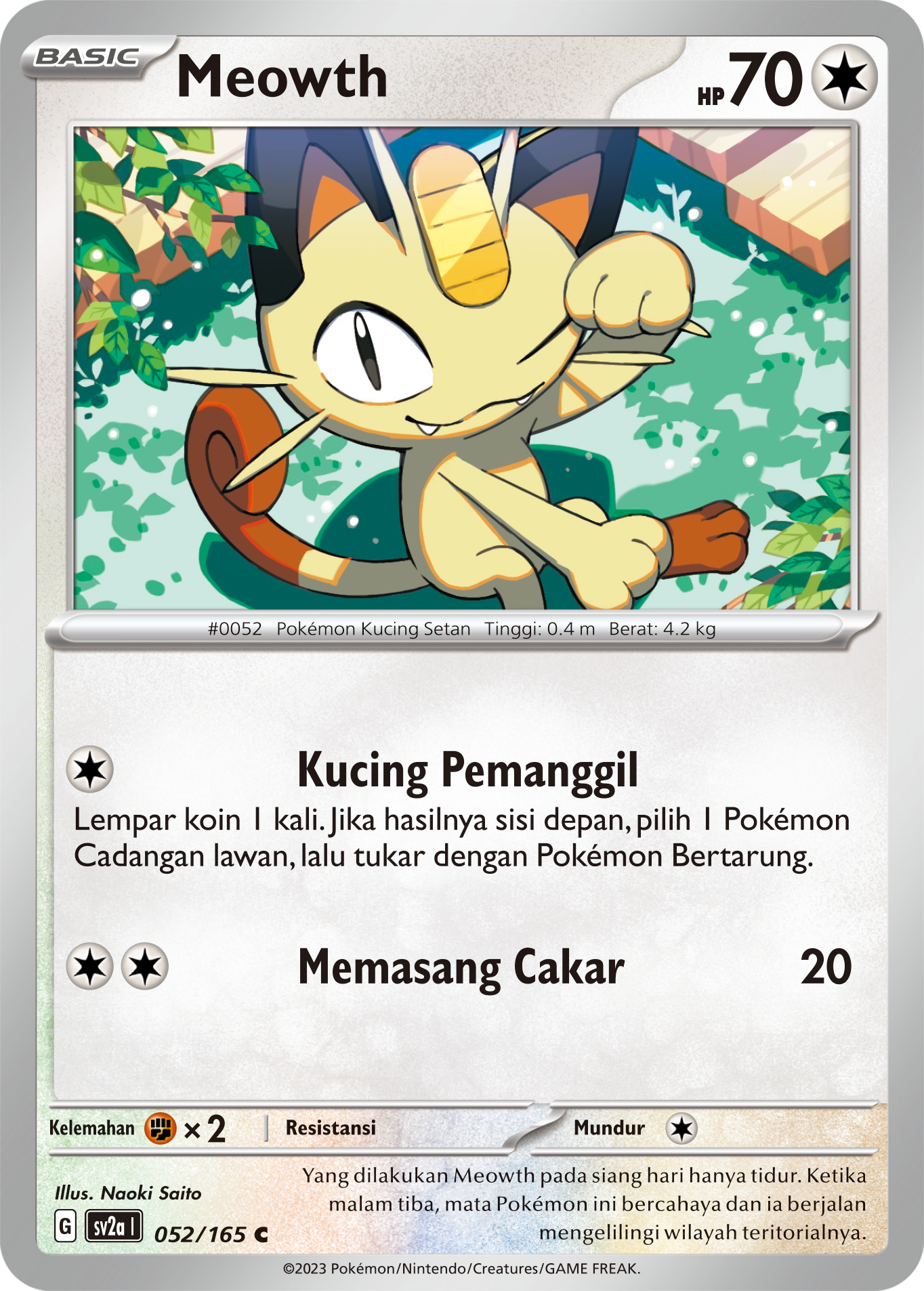 Meowth 052 — Kartu Pokémon 151 (Indonesian Pokémon TCG card)