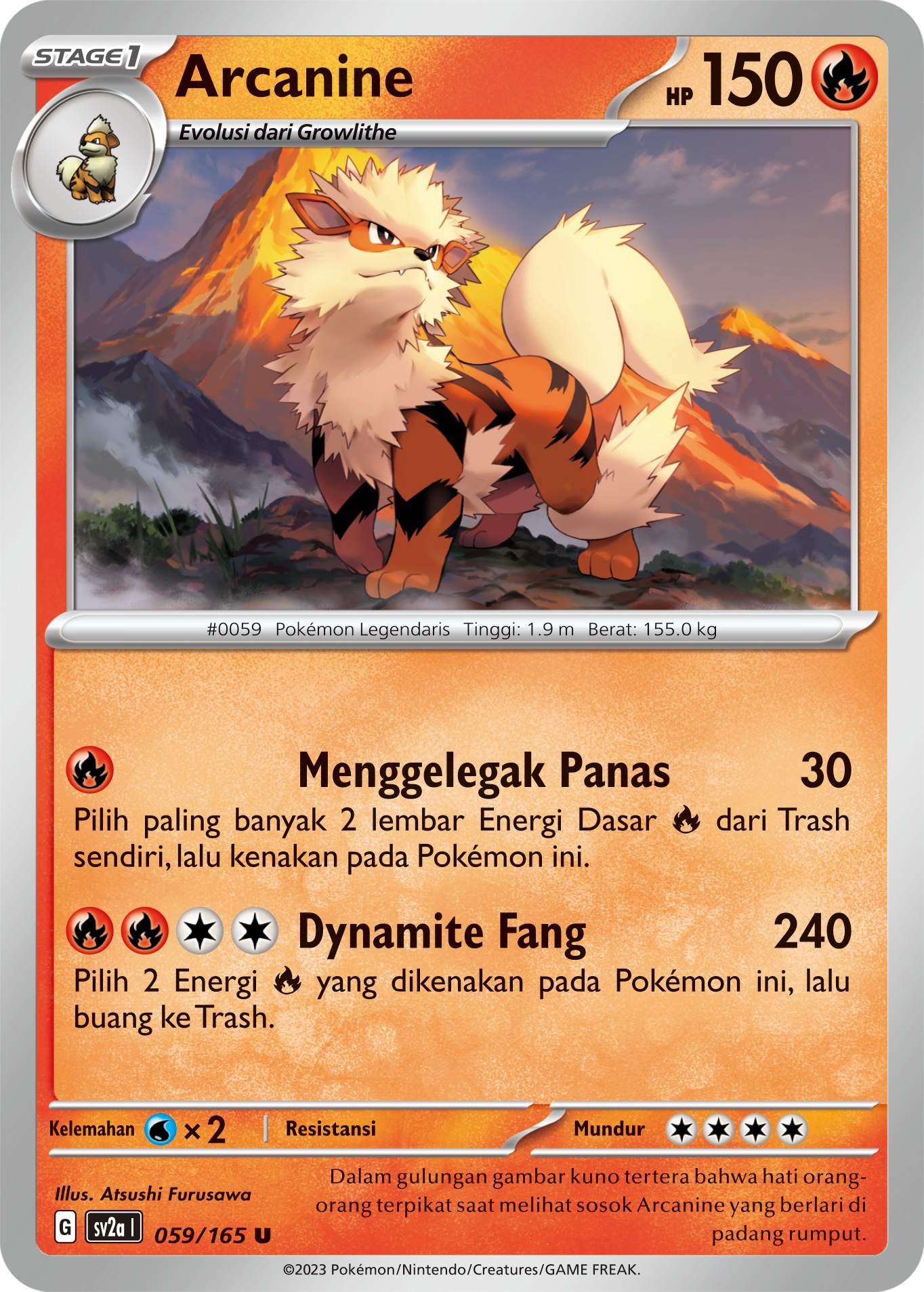 Arcanine 059 — Kartu Pokémon 151 (Indonesian Pokémon TCG card)