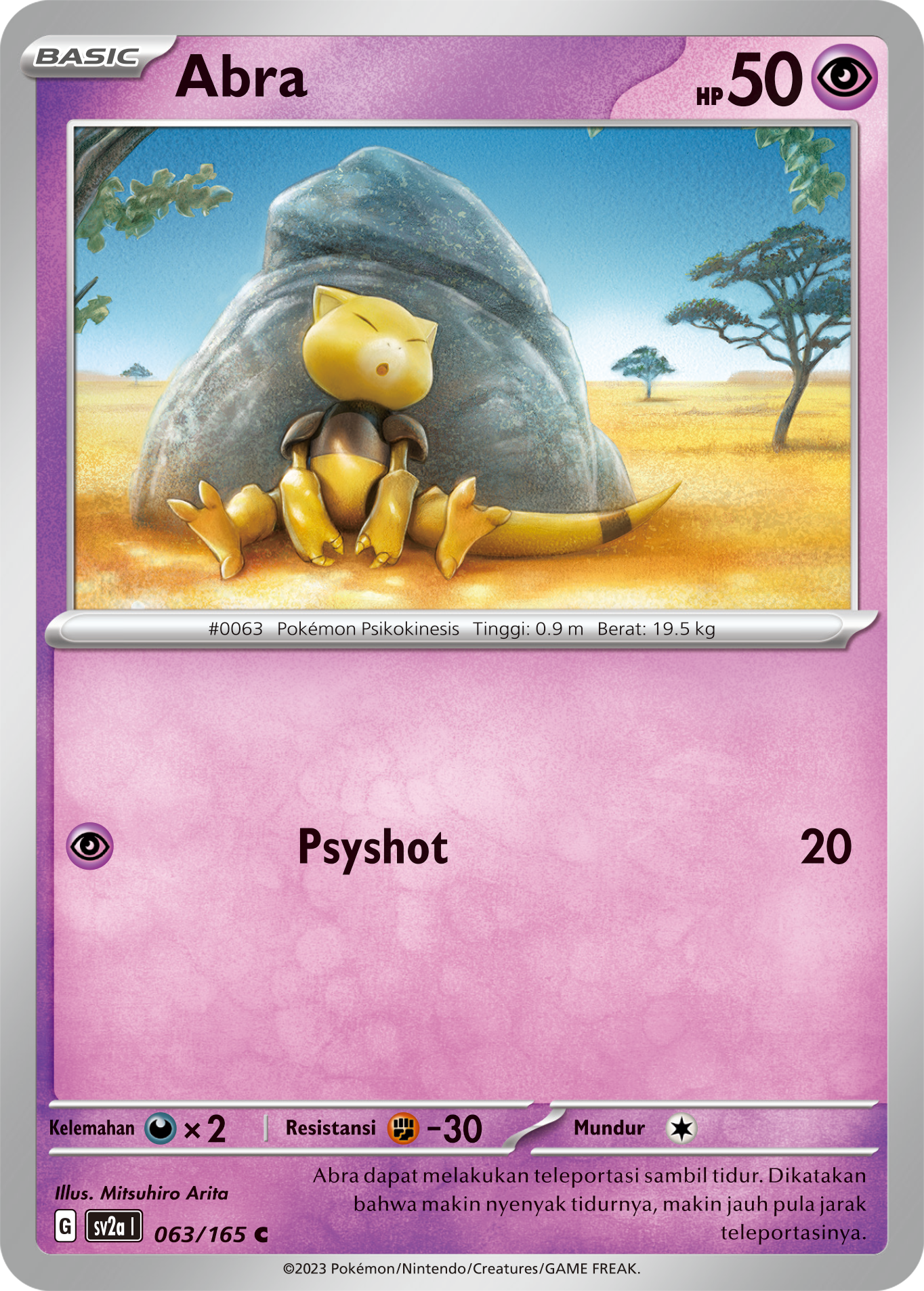 Abra 063 — Kartu Pokémon 151 (Indonesian Pokémon TCG card)