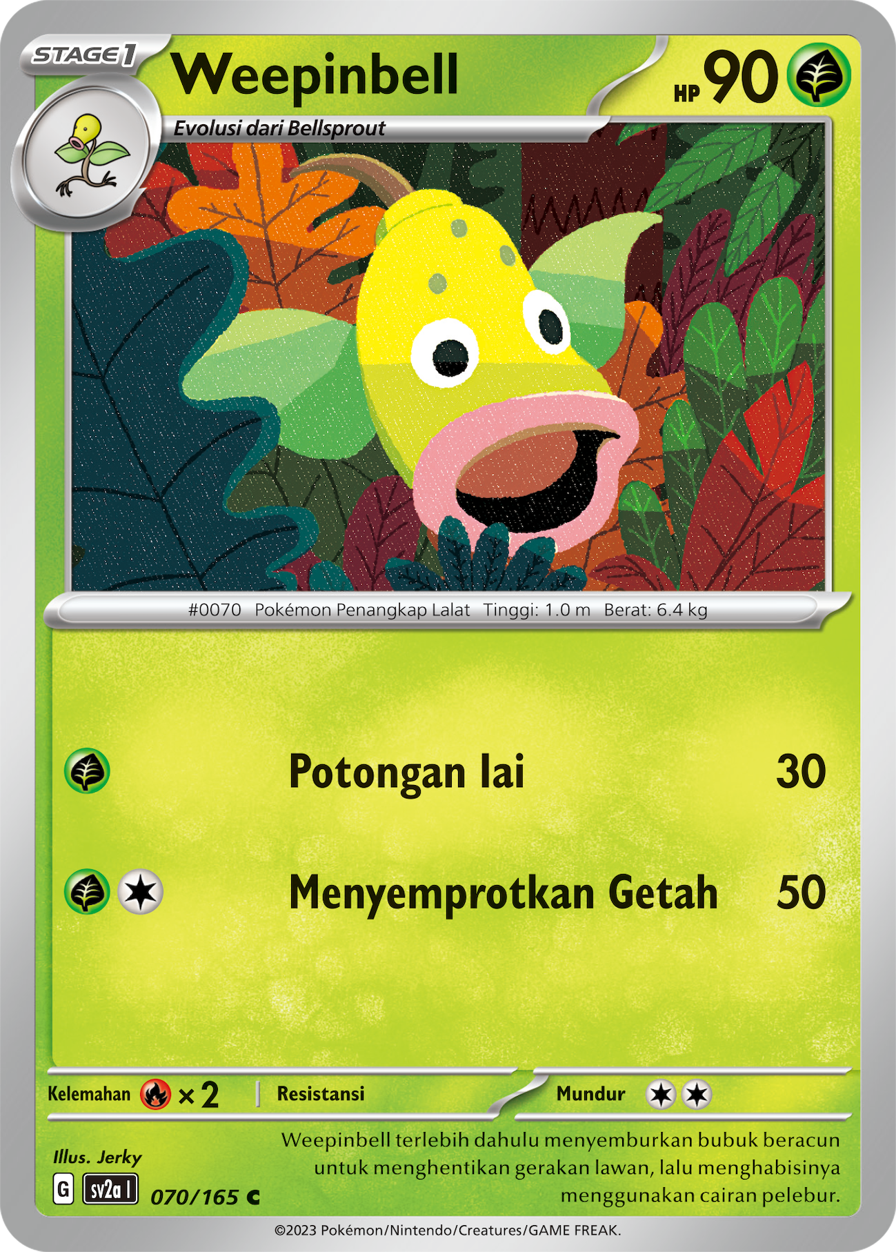 Weepinbell 070 — Kartu Pokémon 151 (Indonesian Pokémon TCG card)
